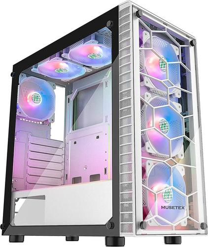 MUSETEX Tempered Glass Panel Compact Micro ATX Case