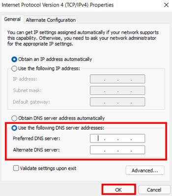 Change the DNS Server Address
