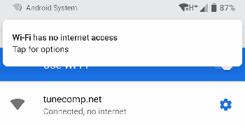 Wi-Fi-connected but no internet