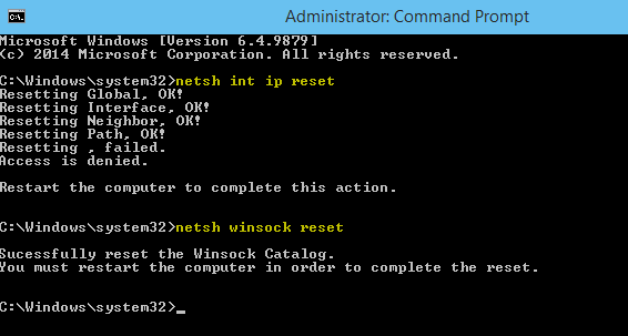 Using Command Prompt Reset TCP/ICP