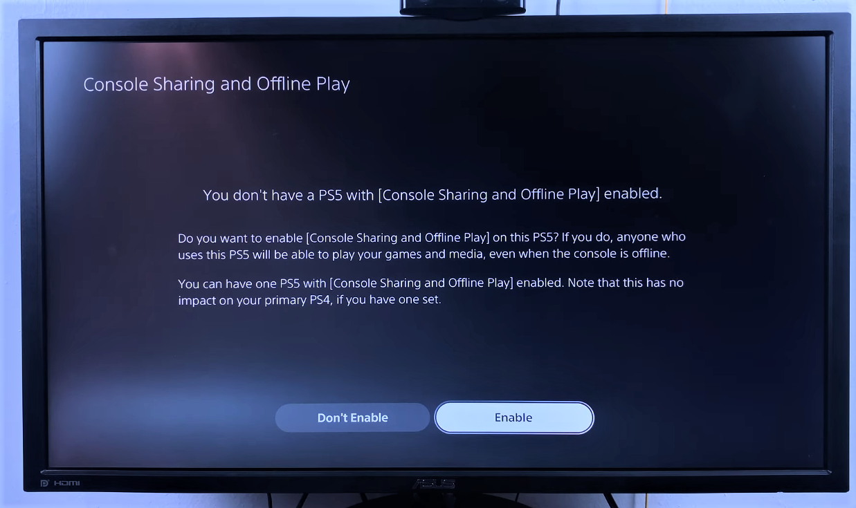 Disable and Enable Console Sharing In PS5