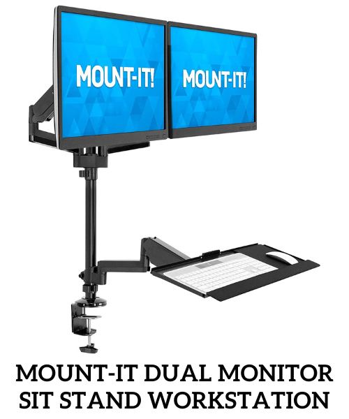 MOUNT-IT Dual Monitor Sit Stand Workstation