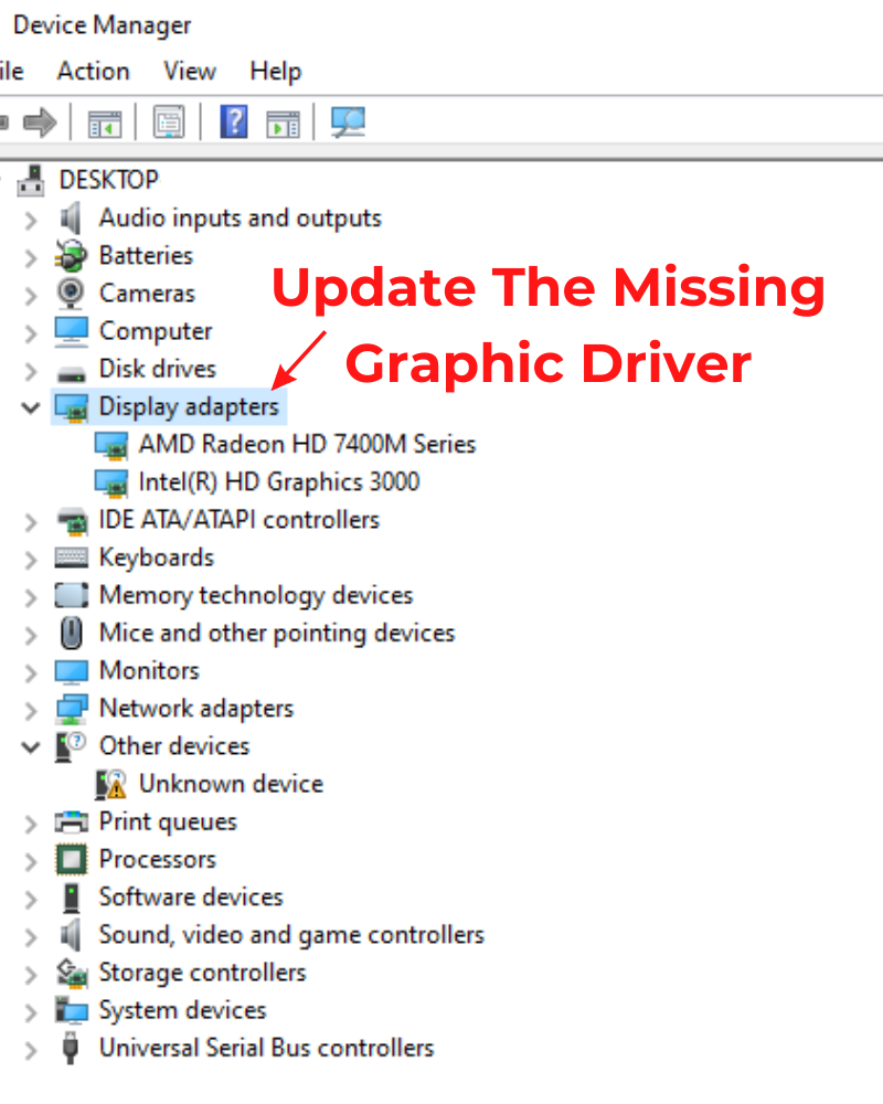 Update The Missing Graphics Driver