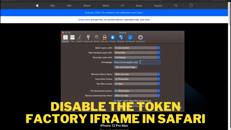 Disable the Token Factory iFrame in Safari