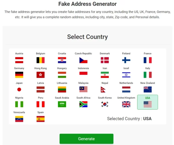 Fake Address Generator by Prepostseo