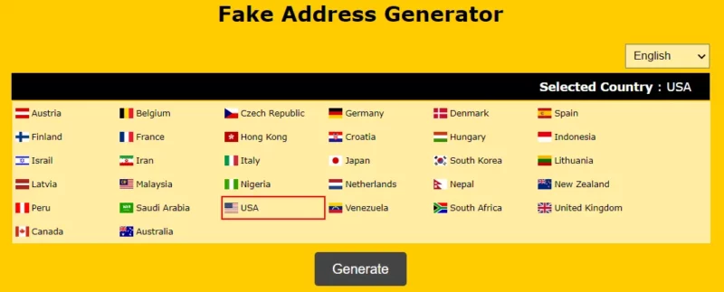 Fake Address Generator by Textreverse